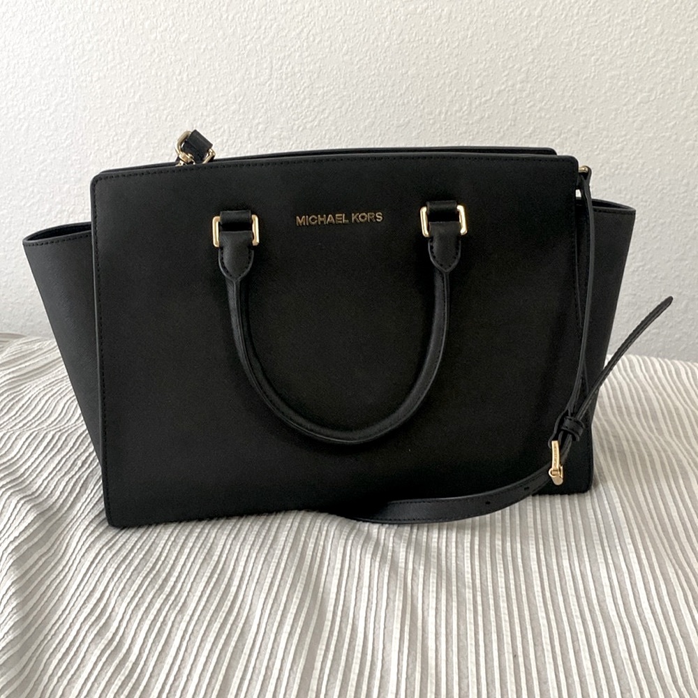 Michael Kors Black Saffiano Leather Large Selma Satchel - Picture 3 of 9